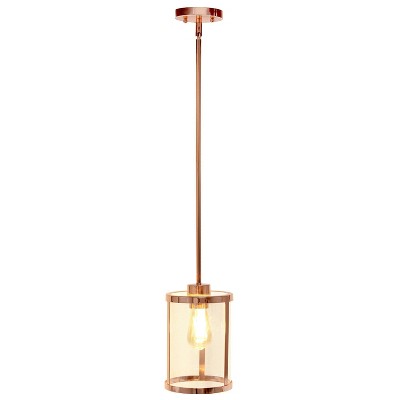 Rose Gold Farmhouse 55" Adjustable Glass Pendant Light