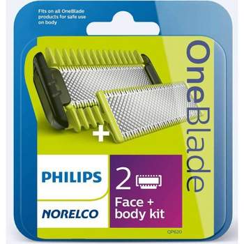 Philips Norelco OneBlade Trimmer Replacement Heads Face & Body Kit - QP620/80 - 2pk