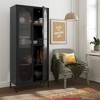 Luna Tall 2 Door Accent Cabinet with Fluted Glass - Mr. Kate - 3 of 4