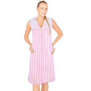 JEFFRICO House Dresses for Women with Pockets - Lightweight Breathable Sleeveless Muumuu & Nightgowns - Snap Front Housecoat and Dusters - 1 of 4