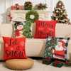 Set of 4 Merry Christmas Trees Reindeer Snowflake Throw Pillow Covers, 18 x 18 Inch Xmas Red Berries Hello Winter (Copy) - 3 of 4