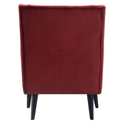 Burgundy Velvet Tufted Accent Chair with Tapered Legs