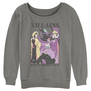 Juniors Womens Disney Villains Have More Fun Distressed Poster Sweatshirt - 1 of 4