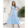 LXT-Women's Square Neck Ruffle Layered Smocked Maternity Dress - 3 of 4