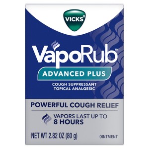 Vicks VapoRub Advanced Plus Cough Suppressant Topical Chest Rub Analgesic Ointment - 2.82oz - 1 of 4