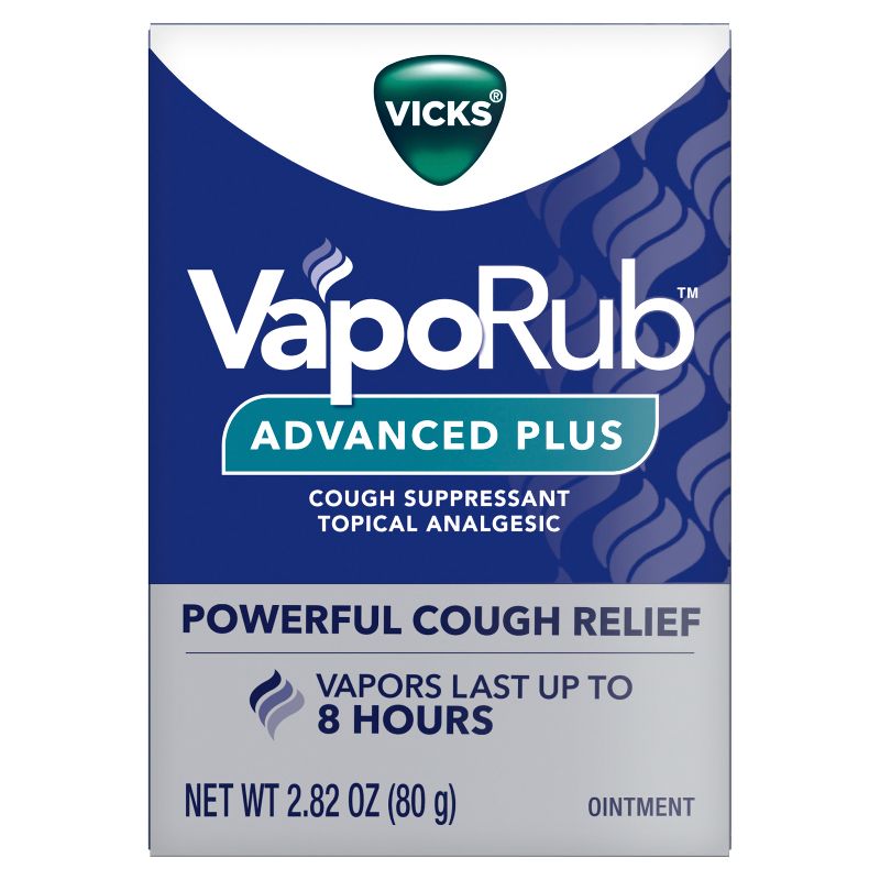 Vicks VapoRub Advanced Plus Cough Suppressant Topical Chest Rub Analgesic Ointment - 2.82oz, 1 of 10