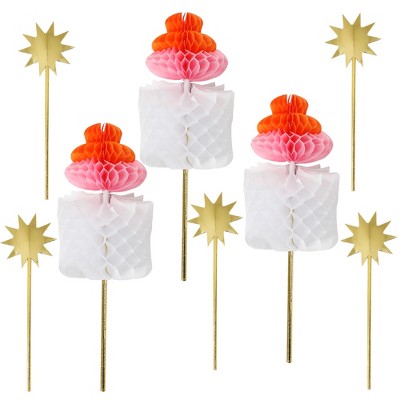 Packed Party Pink Baby Bottles & Sunbursts 8-Count Cake Toppers