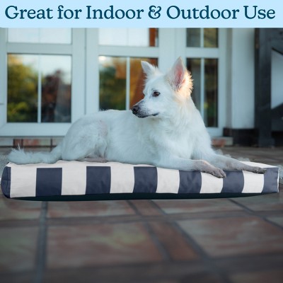 Navy and White Striped Canvas Orthopedic Outdoor Dog Bed