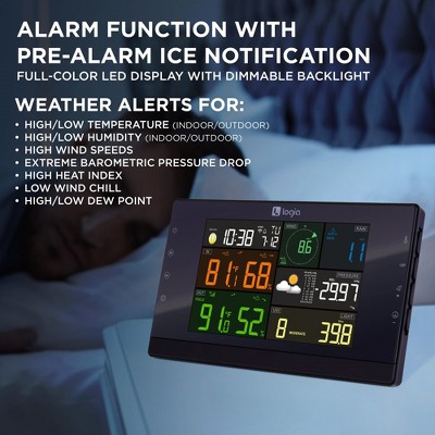 Logia 7-in-1 Wireless Weather Station with Solar Panel and LCD Display