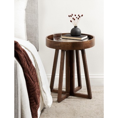 Avery Round Walnut Brown Mango Wood Side Table