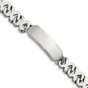 Black Bow Jewelry Men's 10mm Polished Stainless Steel X Link I.D. Bracelet, 8.25 Inch - 1 of 4