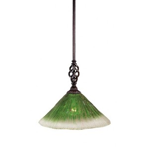 Toltec Lighting Elegante 1 - Light Pendant in  Dark Granite with 12" Kiwi Green Crystal Shade - 1 of 1