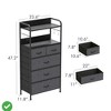 5 Drawer Dresser Tall Dresser for Bedroom Storage Organizer with Fabric Bins Wood Top - 4 of 4