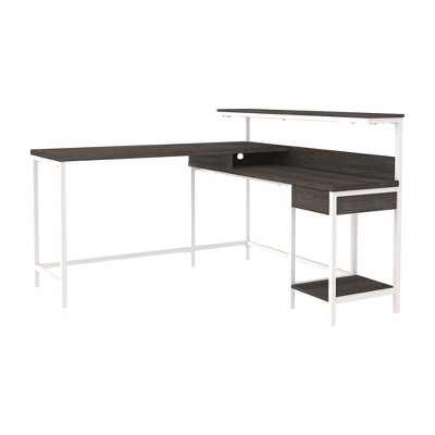 Signature Design by Ashley Casual Dorrinson Home Office L-Desk with Storage Two-tone