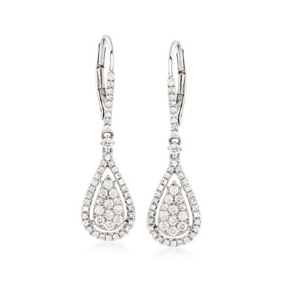Ross-Simons 0.70 ct. t.w. Diamond Drop Earrings in 14kt White Gold