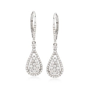 Ross-Simons 0.70 ct. t.w. Diamond Drop Earrings in 14kt White Gold - 1 of 4