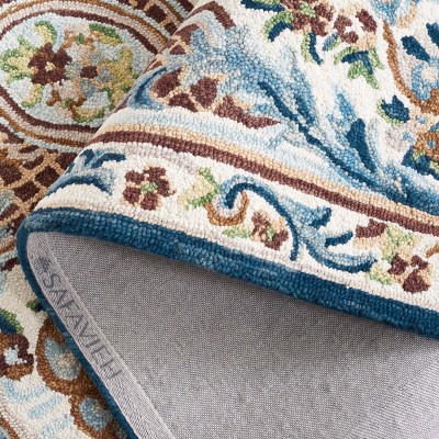 Ivory and Blue Handmade Tufted Wool 3' x 5' Rug