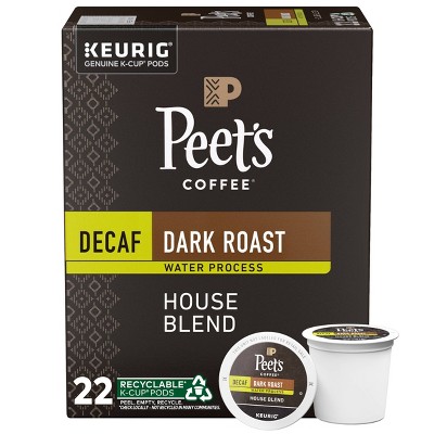 Peet's Decaf House Dark Roast Coffee - Keurig K-Cup Pods - 22ct