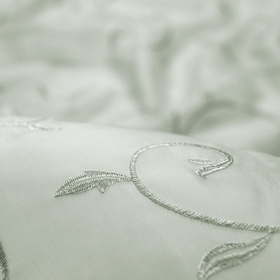 Sage Embroidered Swirl Vine Sheer Window Curtain Panels, 52x96 Inches, Set of 2