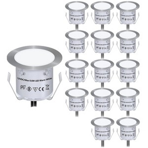 Itopfox Recessed LED Deck Light Kit, 16-Pack 12V Low Voltage Landscape Lighting, IP67 Waterproof Outdoor Step Stair Lights for Garden, Patio, Floor - 1 of 4