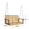 Tasmania Acacia Wood Patio Porch Swing Teak - Christopher Knight Home: Weather-Resistant, 2-Person Hanging Daybed - 3 of 4