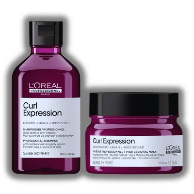 L'Oreal Serie Expert CURL EXPRESSION Anti-Buildup Cleansing Jelly Shampoo (10.1 oz) & Intensive Moisturizer Mask (8.5 oz) Loreal Kit Duo Set