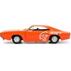 1968 Dodge Charger R/T SRT Orange with White Stripes and Graphics "Bigtime Muscle" Series 1/24 Diecast Model Car by Jada - 3 of 4