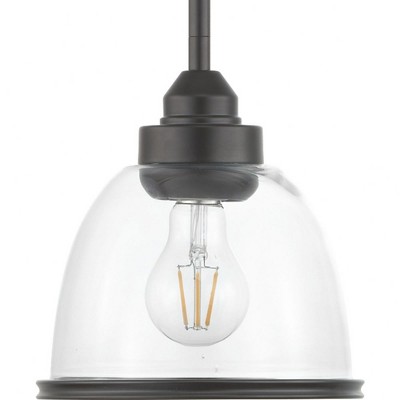 Progress Lighting Saluda 1-Light Mini-Pendant, Brushed Nickel, Clear Glass Shade
