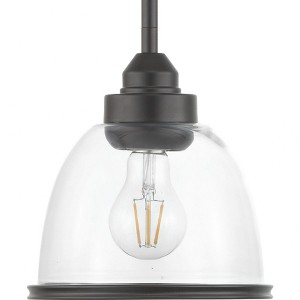 Progress Lighting Saluda 1-Light Mini-Pendant, Brushed Nickel, Clear Glass Shade - 1 of 3