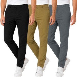 Blu Rock Men's Super Stretch Slim Fit Everyday Chino Pants-3 Pack