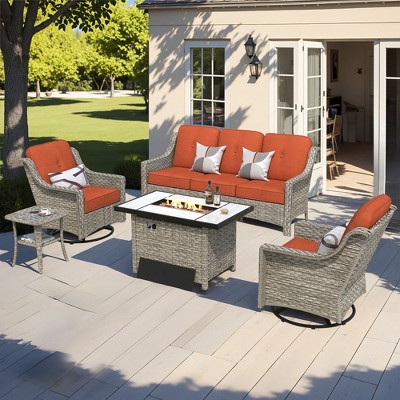 XIZZI OUTDOOR SWIVEL ROCKER SETS: 3-PC Rocker + Modular Sofa & Fire Pit Options - All-Weather Fabric, 8 Color Choices for Patio, Garden, Poolside
