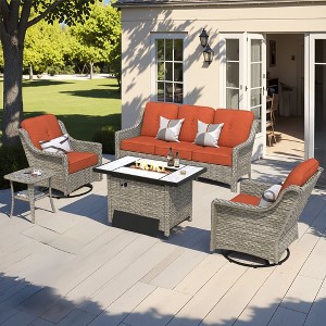 XIZZI OUTDOOR SWIVEL ROCKER SETS: 3-PC Rocker + Modular Sofa & Fire Pit Options - All-Weather Fabric, 8 Color Choices for Patio, Garden, Poolside - 1 of 4