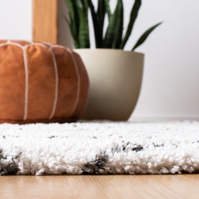 Ivory and Grey Moroccan Fringe Shag 8' x 10' Area Rug