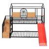 TIRAMISUBEST Twin Over Twin Bunk Bed with Slide and Storage Staircase, Metal House Bunkbed with Storage Shelves and Roof Design - 4 of 4