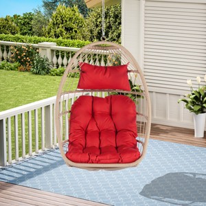 Outdoor Swing Egg Chair,Garden Rattan Hanging Egg Chair With Water Resistant Cushion,Egg Chair For Patio,Garden-Cuddlewood - 1 of 4