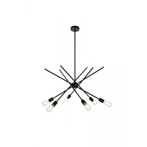 Elegant Lighting Armin 6 lights pendant in black with brass - 1 of 4