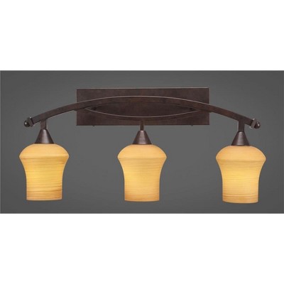 Toltec Lighting Bow 3 - Light Vanity in  Bronze with 5.5" Zilo Cayenne Linen  Shade