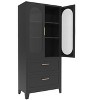 Modern Sideboard Decorative Storage Cabinet, CENGHU Console Table Cabinet with 2 Fluted Glass Doors for Living Room, Kitchen, Bedroom, Hallway - 2 of 4