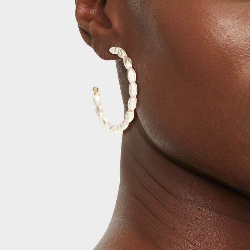 Acrylic Pearl Hoop Earrings - A New Day&#8482; White, 3 of 8