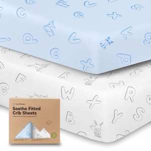 KeaBabies 2pk Soothe Fitted Crib Sheets Neutral, Organic Baby Crib Sheets, Fits Standard Nursery Baby Mattress - 1 of 4