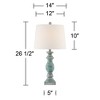 Regency Hill Patsy Country Cottage Table Lamps 26 1/2" High Set of 2 Blue Gray Washed Fabric Drum Shade for Bedroom Living Room Bedside Nightstand - 4 of 4