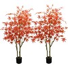2Pcs Artificial Maple Tree - Large Fake Red Maple Tree, Home and Tea Room Decoration, 1.5m double branch red maple - 4 of 4
