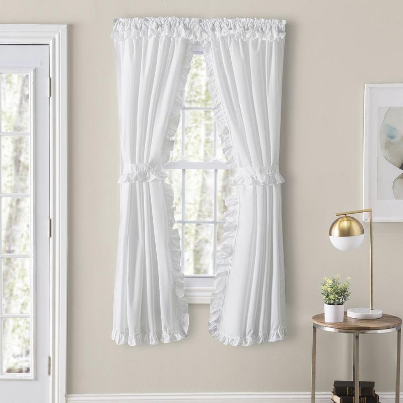 Classic Narrow Ruffle 2-Piece Rod Pocket Curtain Panel White by Ellis Home, 1 of 5