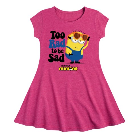 Girls' - Despicable Me Minions - Too Rad To Be Sad Fit & Flair Cap Sleeve Dress - image 1 of 2