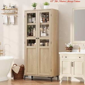 63 in Tall Storage Cabinet, Kitchen Pantry Cabinet 5 Tier Bathroom Cabinet w/ 4 Doors Adjustable Shelves for Kitchen, Dining Room, Bathroom - 1 of 4