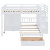 NicBex Full over Twin Bunk Bed Wood Bed Frame with 5 Drawers, Wardrobe, Stairs and Full Length Guardrail, No Box Spring Required - 3 of 4