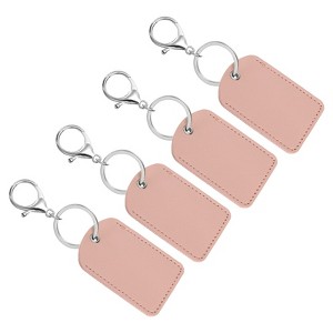 Unique Bargains PU Leather Keychain Fobs with Key Rings for DIY Crafts 4 Pcs - 1 of 4