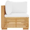 vidaXL Solid Teak Wood Patio Corner Sofa with Cream Cushions - Weather-Resistant Outdoor Furniture for Garden, Terrace or Patio - 3 of 4