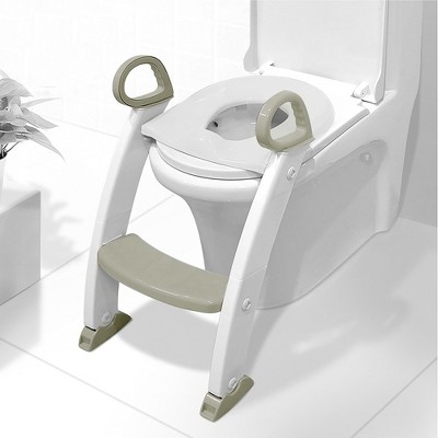 White and Gray Foldable Potty Training Seat with Ladder