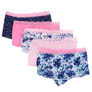 CTM Girl's Cotton Boy Shorts (5 Pack) - 1 of 4